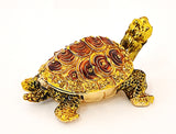 Bejeweled Tortoise Trinket Box. Hand Made with Austrian Crystals & Enamel with Gold Plating.