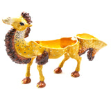 Double Hump Big Camel Trinket Box. Hand Painted Brown Enamel & Austrian Crystals