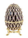 Small Egg Trinket Box with Stand. Hand Set Austrian Crystals & Enamel