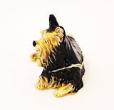 Sitting Yorkie Dog Trinket Box. Handmade with Austrian Crystals & Enamel