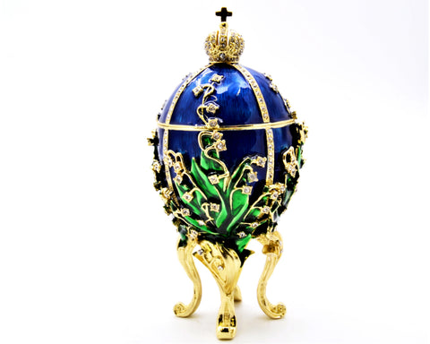Timeless Lily of the Valley Egg Trinket Box Hand Crafted with Austrian Crystals