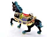 Decorated Running Horse Trinket Box. Eagle Head Saddle with Austrian Crystals