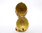 Big Floral Egg Trinket Box with Red Enamel & Austrian Crystals