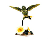 Jeweled Flying Humming Bird Trinket Box with Green Enamel & Austrian Crystals