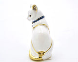 Bejeweled White Cat Trinket Box with Austrian Crystals