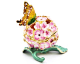Hand Crafted Flower Decoration Trinket Box with Butterfly