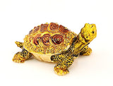 Bejeweled Tortoise Trinket Box. Hand Made with Austrian Crystals & Enamel with Gold Plating.