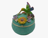 Hummingbird Trinket Box with Flowers. Beautifully Made with Austrian Crystals & Enamel
