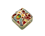 Floral Trinket Box Square Shape. Hand Crafted with Beautiful Floral Design with Austrian Crystals & Enamel
