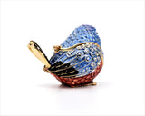 Vivid Colorful Sparrow Bird Trinket Box Made with Austrian Crystals