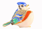 Small Blue Jay Bird Trinket Box. Beautifully Made with Austrian Crystals