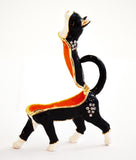 Small Cat Trinket Box. Black & White Enamel with Austrian Crystals