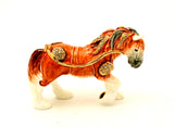 Thoroughbred Horse Trinket Box. Brown Enamel & Austrian Crystals
