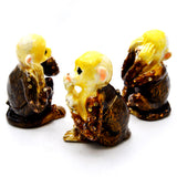 Jeweled 3 Wise Monkeys Trinket Box. Handmade with Austrian Crystals & Enamel