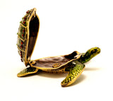 Green Sea Turtle Trinket Box Made with Austrian Crystals
