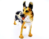 Big German Shepherd Dog Trinket Box Made with Austrian Crystals