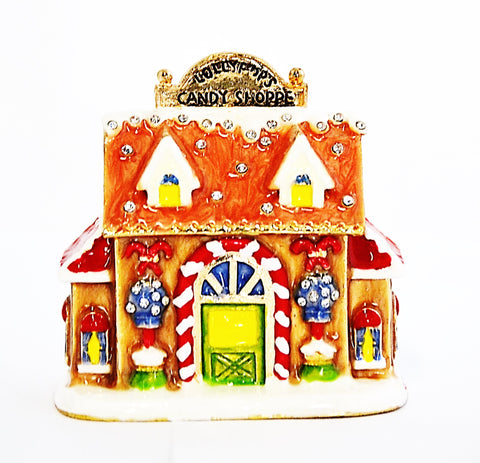 Lollipop Shope Trinket Box. Hand Painted Colorful Enamel Austrian Crystals