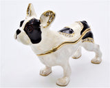 Black & White Boston Terrier Dog Trinket Box Made with Austrian Crystals & Enamel