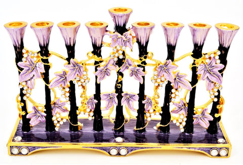 Handmade Floral Menorah Candle Holder
