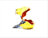 Hand Made Colorful Sparrow Bird Trinket Box Made with Austrian Crystals Enamel