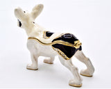 Black & White Boston Terrier Dog Trinket Box Made with Austrian Crystals & Enamel