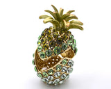 Jeweled Pineapple Trinket Box. Hand Set Austrian Crystals & Enamel