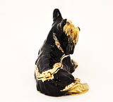 Sitting Yorkie Dog Trinket Box. Handmade with Austrian Crystals & Enamel