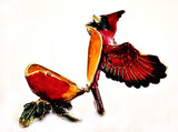Flying Cardinal Trinket Box. Hand Crafted with Austrian Crystals