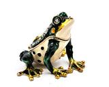 Bejeweled Frog Trinket Box. Green Enamel & Austrian Crystals