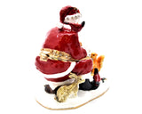 Santa Clause in Garden Trinket Box. Very Detailed with Austrian Crystals Enamel