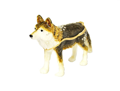 Standing Wolf Trinket Box. Very Detailed with Austrian Crystals