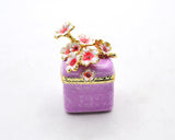 Square Floral Trinket Box. Hand Detailed with Austrian Crystals & Enamel