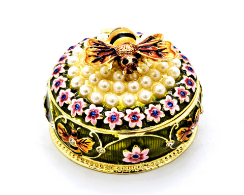 Decorative Bumble Bee on Floral Trinket Box