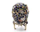 Floral Egg on Stand Trinket Box. Amazingly Crafted with Austrian Crystals & Enamel