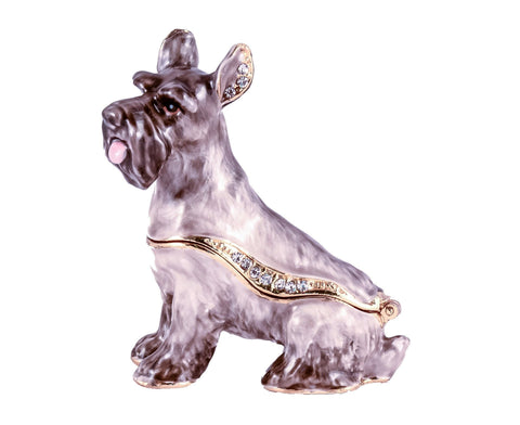 Schnauzer Dog Trinket Box Handmade with Austrian Crystals