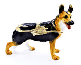 Big German Shepherd Dog Trinket Box Made with Austrian Crystals