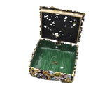 Dragonfly on Floral Trinket Box. Colorful Enamel with Austrian Crystals