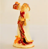 White Dress Santaclause Trinket Box. Hand Painted Enamel & Austrian Crystals