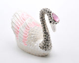 Bejeweled Swan Trinket Box. Hand Painted Enamel & Austrian Crystals with Lots of Details