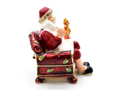 Santa Clause in Chair Trinket Box. Hand Crafted Austrian Crystals Enamel