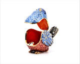 Vivid Colorful Sparrow Bird Trinket Box Made with Austrian Crystals