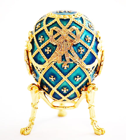 Classic Faberge Style Egg Trinket Box Made with Austrian Crystals & Enamel