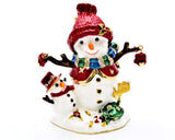 Decorative Snowman with Baby Trinket Box Hand Crafted with Austrian Crystals & Enamel