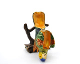 Jeweled Green Parrot on Branch Trinket Box Handmade with Austrian Crystals