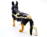 Big German Shepherd Dog Trinket Box Made with Austrian Crystals