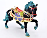 Decorated Running Horse Trinket Box. Eagle Head Saddle with Austrian Crystals