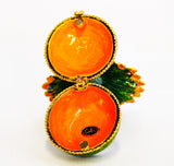 Fan Shape Tail Peacock on Trinket Box Green Enamel with Austrian Crystals