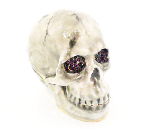 Skull Trinket Box with Jeweled Eyes. Handmade with Austrian Crystals