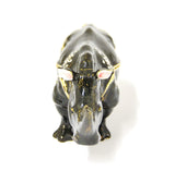 Ferocious Rhino Trinket Box. Black Enamel & Austrian Crystals