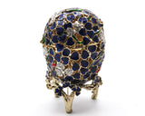 Floral Egg on Stand Trinket Box. Amazingly Crafted with Austrian Crystals & Enamel